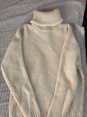 KUT from the Kloth Ivory Chunky Knit Turtleneck Sweater Cream Cozy Pullover
